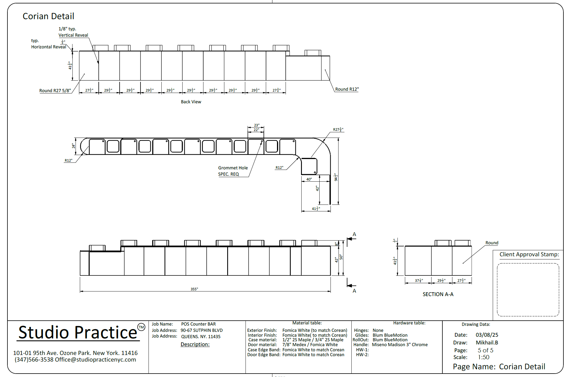 POS Counter Bar — Commercial Millwork Shop Drawings